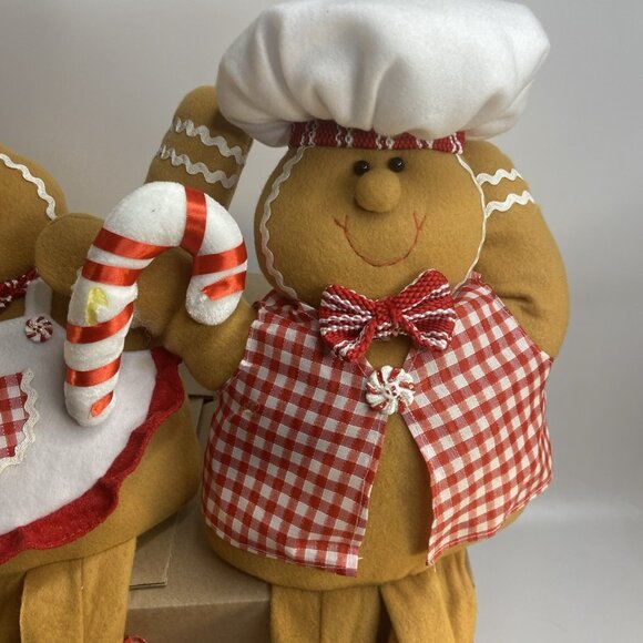 Gingerbread Man Woman Christmas Shelf Sitter Plush Plushie Chef Hat  20 in - Picture 2 of 13